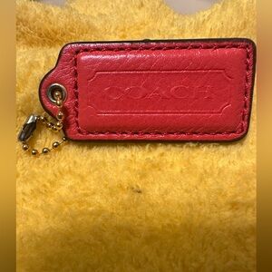 Coral Leather Keychain with Gold Chain